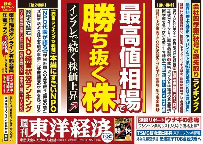週刊東洋経済「本当にすごいNPO特集」で市民協会員３団体がランクインしました！