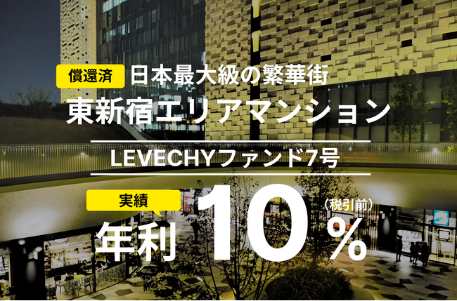 10/16（木）ファンド7号の償還及び配当が完了｜不動産クラウドファンディング「LEVECHY「（レベチー）」