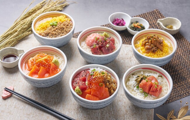 「豊洲 千客万来」内の和カフェ「豊洲ふくらすずめ」にて、10月20日(月)より６種のだし茶漬けがグランドメニューとして新登場！　季節の味わいを感じる秋限定のパフェも好評販売中！