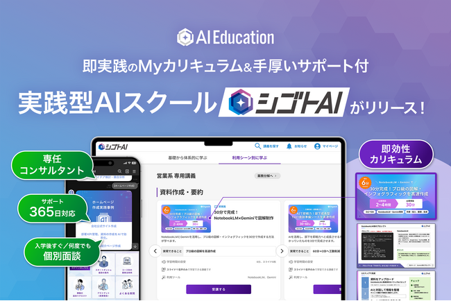 “今の仕事で即使える”講義を提案──AIと専任コンサルが実践まで伴走する実務特化型スクール「シゴトAI」提供開始｜Copia