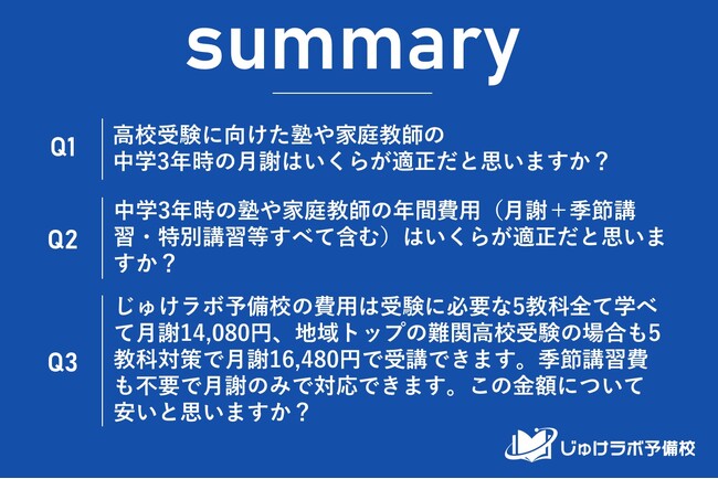【衝撃の調査結果】我が子は「塾なし」で高校受験！そんな保護者の半数近くが「塾の月謝は1万円未満が妥当」と回答。教育費に超シビアな保護者の本音とは？