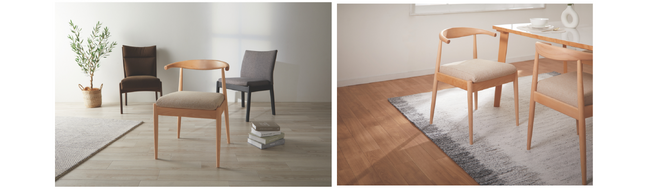 見た目はチェア、座ればソファ。デザインで人気のダイニングチェアのポケットコイル入りが登場