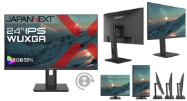 JAPANNEXTが24インチ IPSパネル採用 昇降式多機能スタンドを搭載したWUXGA液晶モニターを24,980円で10月17日(金)に発売