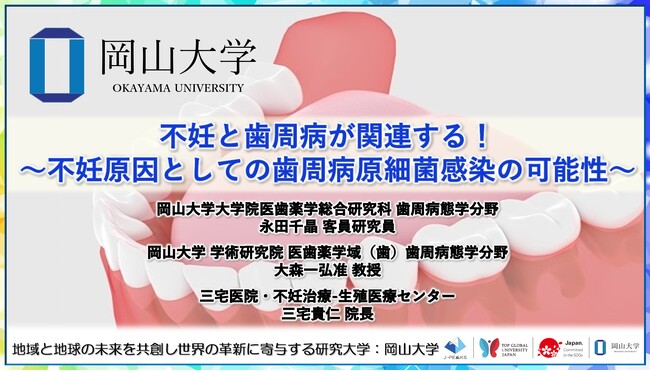 【岡山大学】不妊と歯周病が関連する!~不妊原因としての歯周病原細菌感染の可能性~