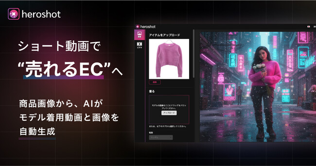 グラムス、EC販促を支援する動画・画像生成AIアプリ「heroshot」提供開始