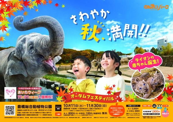 【豊橋市】ライオンの赤ちゃんにも会える！　 のんほいパークでオータムフェスティバル開催中