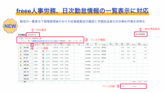 freee人事労務、日次勤怠情報の一覧表示に対応　現場管理者の日々の従業員勤怠の確認と労務担当者の月次締め作業を効率化