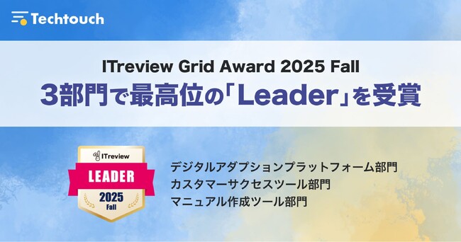 テックタッチ、「ITreview Grid Award 2025 Fall」最高位である「Leader」を2部門で11期連続受賞