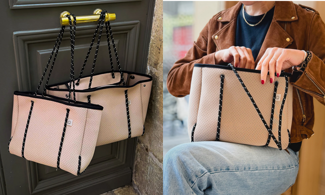 人気の「ネオプレーン コレクション」に新色が登場。q bag「zip(ジップ) サンドベージュ」Lサイズに続き、S/Mサイズ発売