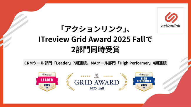 「アクションリンク」、ITreview Grid Award 2025 Fallで2部門同時受賞