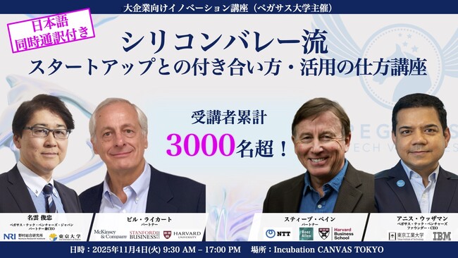 【受講者累計3,000名突破】シリコンバレー流！スタートアップ×大企業の共創戦略を学ぶ特別プログラム