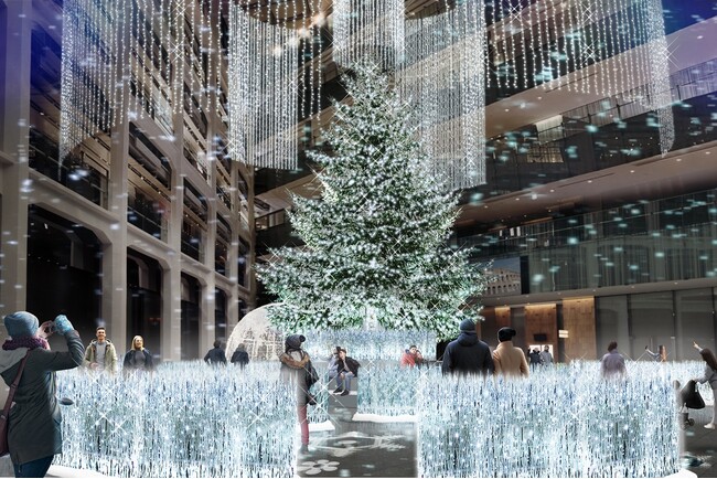 【白銀世界のクリスマス】本物のモミの木を使用した高さ約13mのツリーと、会場全体に広がる約6万5千球のLEDによるクリスマスと日本の冬景色が調和した美しい空間「ＷＨＩＴＥ　ＫＩＴＴＥ」開催
