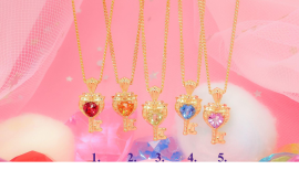 画像1　(全5種)：大人のセボンスター　ハートキーペンダント（アルマンディンガーネット／ペリドット／アメシスト／シトリン／ブルートパーズ）