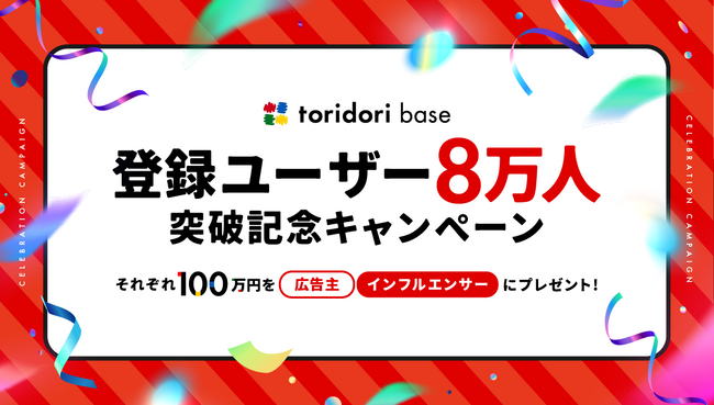 【インフルエンサー登録8万人達成】インフルエンサープラットフォーム『toridori marketing/toridori base』が11月に記念キャンペーンを実施！豪華プレゼントを用意