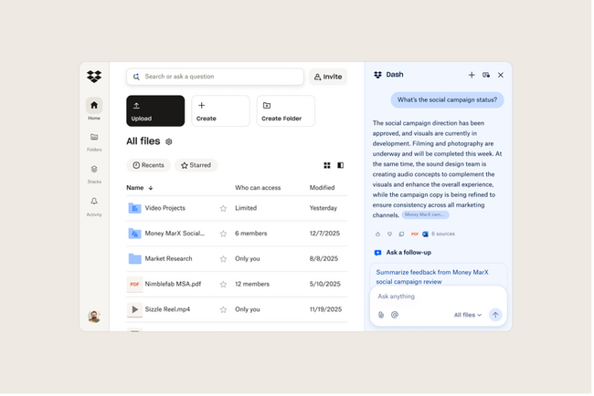 Dropbox、文脈を理解する技術を「Dropbox Dash」に導入