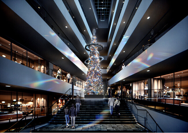 プリズムが輝き、光のリングが軽やかに踊るクリスマスツリーが表参道ヒルズに登場　OMOTESANDO HILLS CHRISTMAS TREE 2025