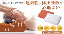 【50万個販売】天然黄土液を配合18分割構造で首をやさしく支える黄土エアホール枕を最大35パーセントオフで応援購入できるクラウドファンディングのプロジェクト実施