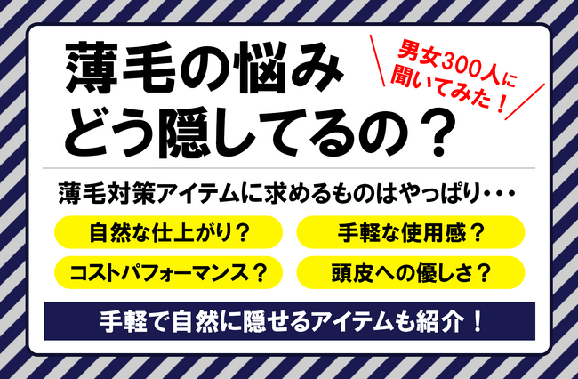 秋は抜け毛が増えやすい季節…「薄毛の悩み、どう隠す？」46％が対策なしと回答、