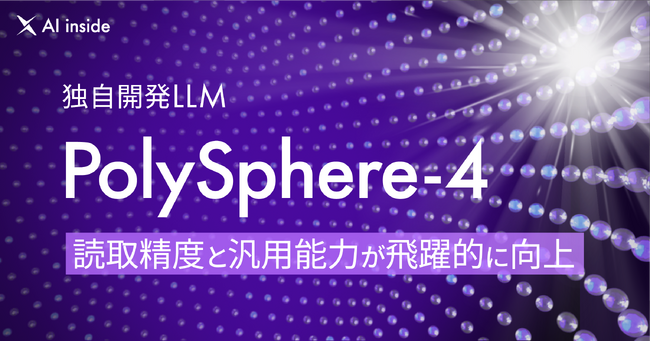 AI inside、独自開発LLM 「PolySphere-4」にメジャーアップデートー 日本語LLMの精度と汎用性が飛躍的に向上