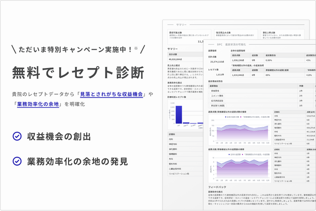 【無料キャンペーン】次世代型レセプト管理ツール「Reze」が医療機関の収益機会の発見を支援するレセプト診断を実施