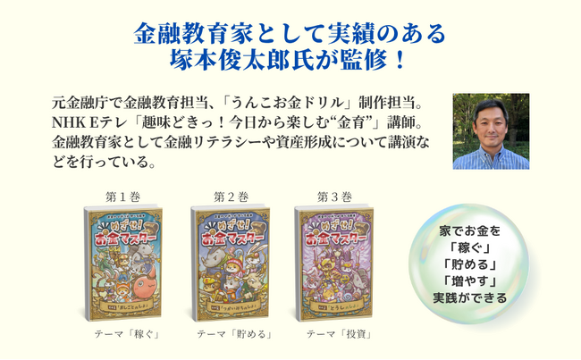 【元金融庁金融教育担当者が監修】お金を学べる絵本『めざせ！お金マスター』全3巻を発売