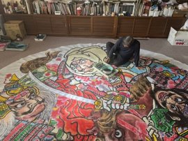 貼替用ねぷた絵制作作業風景