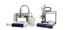 [左]基板分割ロボットJR4000ERT／[右]APｰDオプション(カメラ搭載塗布)