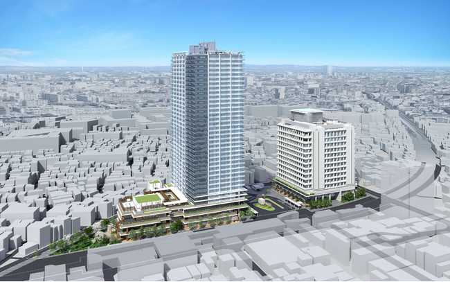 2.2haに及ぶ住宅・商業施設・業務（庁舎）一体の大規模開発「立石駅北口地区第一種市街地再開発事業」東西街区新築工事着工