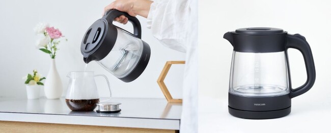 においや味移りが少ない耐熱ガラス製！6つの安全機能を搭載した「電気ガラスケトル TKG45A-K」を新発売