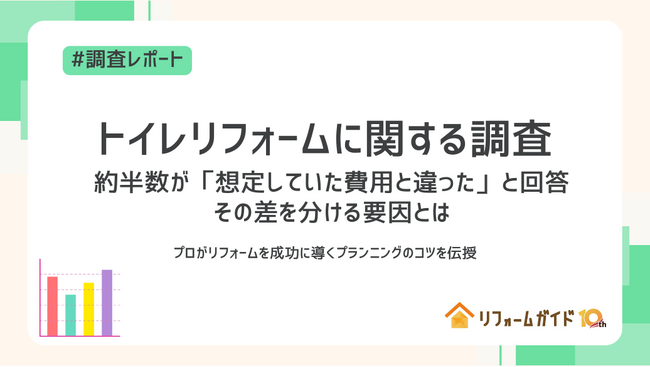 トイレリフォーム、約半数が「想定していた費用と違った」と回答。その差を分ける要因とは｜リフォーム一括見積もりサービス「リフォームガイド」がトイレリフォームに関する調査を実施