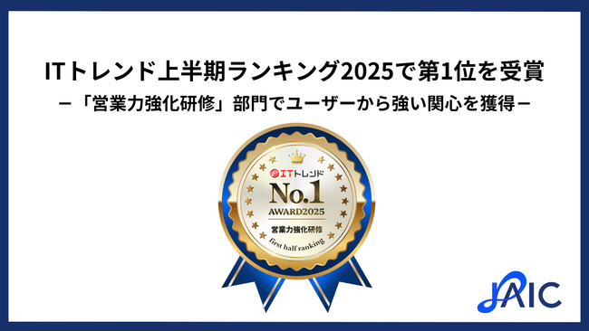 ジェイック、ITトレンド上半期ランキング2025で第1位を受賞