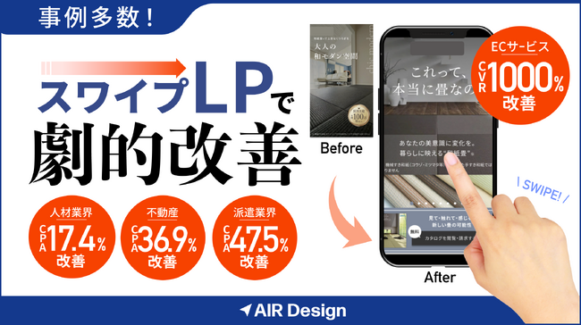 ガラパゴス、AIとプロチームでWEB広告の成果を改善する「AIR Design」をカーサプロジェクト株式会社に導入 - スワイプLPでCPAが約37%改善