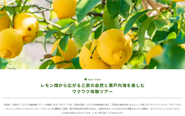 ANA「農園プロジェクト」広島県産レモン収穫体験ツアー2025年11月10日発売のお知らせ