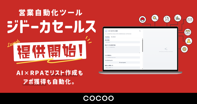 コクーが、“AI×RPA”の業務自動化ツール『ジドーカ』のサービス提供を開始