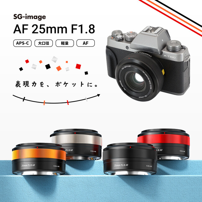 デザインをリニューアルした「Type II」モデル APS-C用大口径広角レンズ「SG-image AF 25mm F1.8 Type II」ソニーE,富士フィルム発売のお知らせ