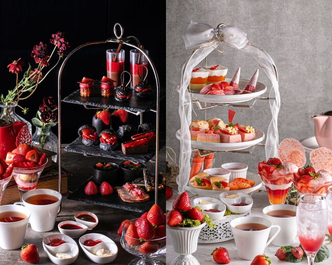 【新宿プリンスホテル】 冬はシックな黒×赤、春は Peach Jelly で彩る苺のティータイムを表現した 「Strawberry Afternoon Tea」を販売