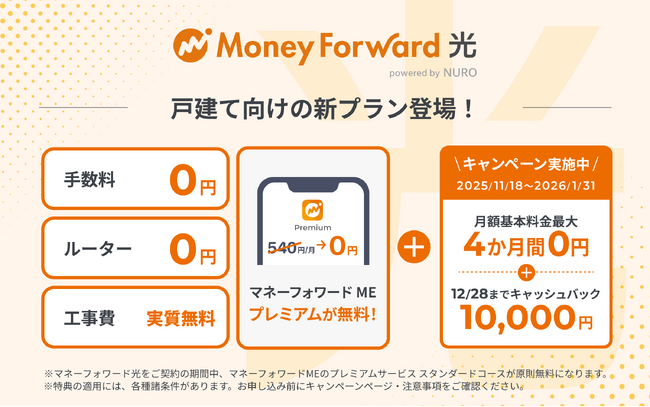 NURO 光、マネーフォワードホームと連携し「マネーフォワード光 powered by NURO」を提供開始