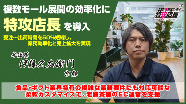 株式会社伊藤久右衛門、複数モール展開の効率化に「特攻店長」を導入受注～出荷時間を50％短縮し、業務効率化と売上拡大を実現