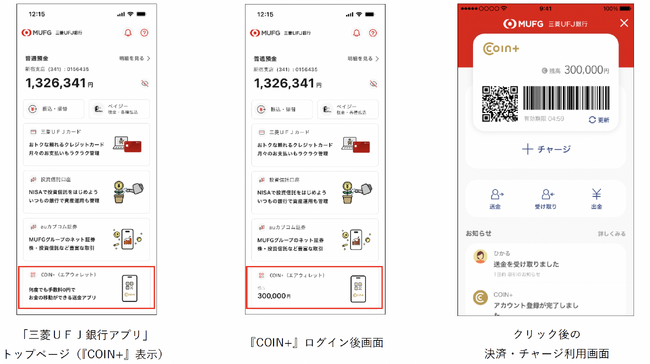 決済ブランド『COIN+』、「三菱ＵＦＪ銀行アプリ」と連携開始
