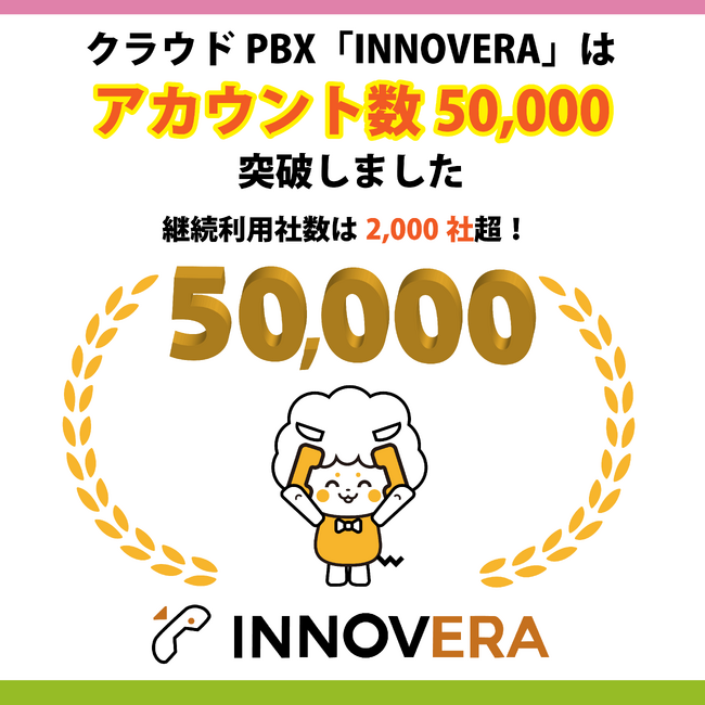 クラウドPBX「INNOVERA」はアカウント数50,000を突破しました。
