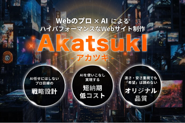 「プロ品質のWebサイト」を「AI活用で短納期・低コスト」に。株式会社ハジメクリエイト、新サービス「AkatsukI（アカツキ）」を11月21日（金）より提供開始。