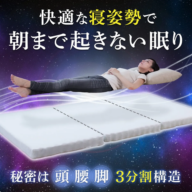 快適な寝姿勢へと導く3分割構造×硬さが選べる国産マットレス