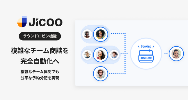 Jicoo、複雑なチーム商談を完全自動化へ。「営業＋技術」のペア調整や稼働上限設定で、複雑なチーム体制でも公平な予約分配を実現