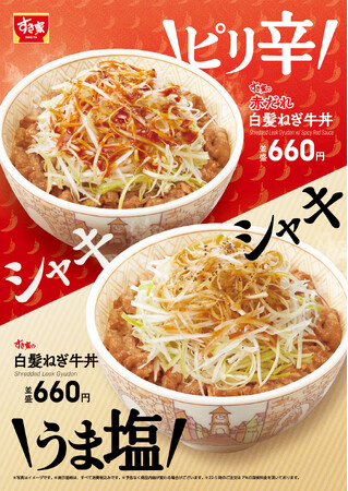 【すき家】シャキシャキの白髪ねぎと特製だれで、ごはんが止まらない！すき家が「白髪ねぎ牛丼」「赤だれ白髪ねぎ牛丼」を今年も販売！