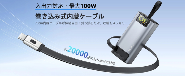 「史上最安値48％OFF」RORRY、100W急速充電対応の2万mAhハイエンドモデル「H4」を期間限定セールにて提供開始