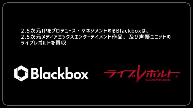 2.5次元IPプロデュースを行う株式会社Blackboxによる2.5次元IP「ライブレボルト」の事業取得と新レーベル「UnknownRecords」始動のお知らせ