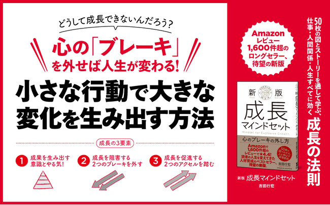 【発売2カ月で重版決定！】なぜ成長できないのか？ その答えがここに。書籍『新版 成長マインドセット 心のブレーキの外し方』第2刷重版を実施