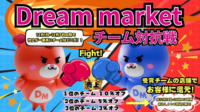 小売業界に革命！スタッフ交流を軸にお客様を巻き込んだ売上バトル「Dream market チーム対抗戦」を開催