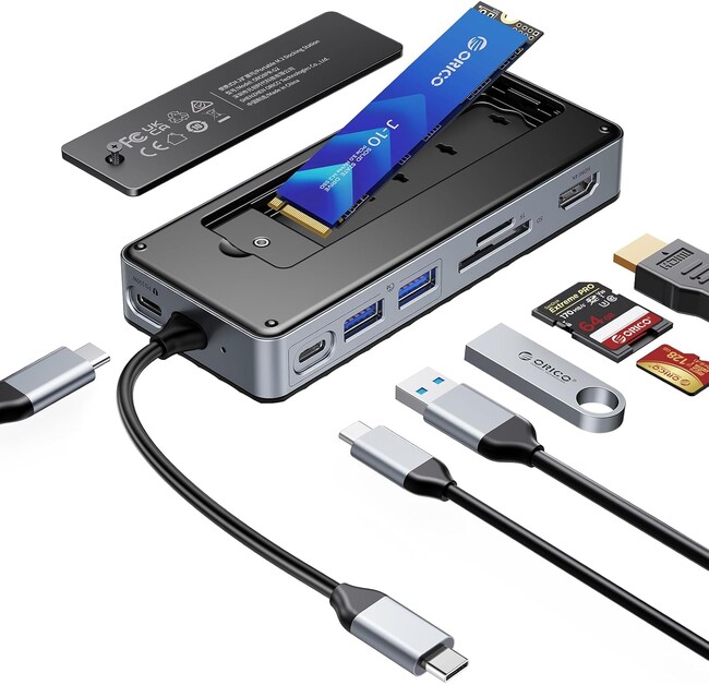 ORICO 8-in-1 M.2 SSD 外付けケース付きUSB Cハブ - 限時折後4787円！
