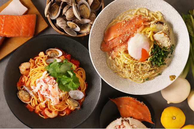 和パスタ専門店「こなな」から香住カニとサーモンを使ったご褒美パスタが12/3より限定登場。